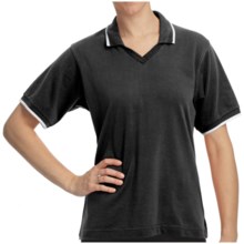 Cotton Pique Tipped Polo Shirt - Short Sleeve (For Women) in Black/White - 2nds
