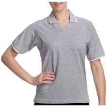 Cotton Pique Tipped Polo Shirt - Short Sleeve (For Women) in Grey/White - 2nds