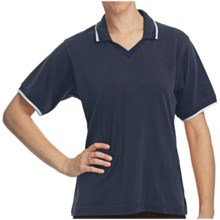 Cotton Pique Tipped Polo Shirt - Short Sleeve (For Women) in Navy/White - 2nds