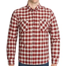 Cotton Plaid Sport Shirt - Button-Down Collar, Long Sleeve (For Men) in Maroon - Closeouts