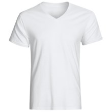 Cotton Ribbed T-Shirts - 3-Pack, V-Neck, Short Sleeve (For Men) in White - 2nds