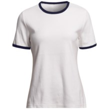 Cotton Ringer T-Shirt - Short Sleeve (For Women) in White - 2nds