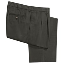 Cotton Twill Pants - Pleated Front (For Men) in Forest - 2nds