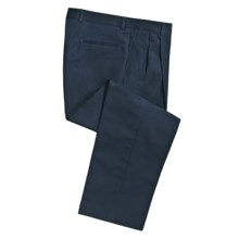 Cotton Twill Pants - Pleated Front (For Men) in Navy - 2nds