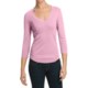 Cotton V-Neck Shirt - 3/4 Sleeve (For Women)