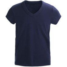 Cotton V-Neck T-Shirt - Short Sleeve (For Girls) in Navy - 2nds