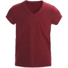 Cotton V-Neck T-Shirt - Short Sleeve (For Girls) in Red - 2nds