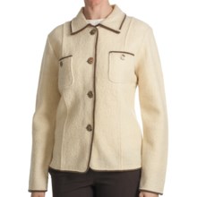 Country Fashion by Venario Carol Jacket - Boiled Wool (For Women) in Cream/Brown - Closeouts
