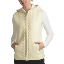 Country Fashion by Venario Hooded Vest - Boiled Wool, Full Zip (For Women) in Cream - Closeouts