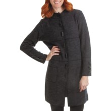 Country Fashion by Venario Mandarin Collar Coat - Boiled Wool (For Women) in Grey Melange - Closeouts