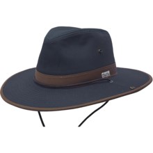 Cov-Ver Brushed Outback Hat - Organic Cotton (For Men and Women) in Navy W/Brown Trim - Closeouts