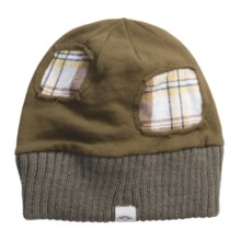 Cov-Ver Plaid Patch Beanie Hat (For Men and Women) in Khaki - Closeouts