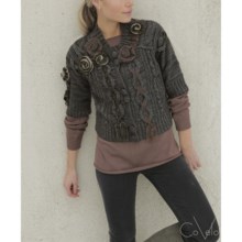 CoVelo Paquita Cropped Cardigan Sweater - Elbow Sleeve (For Women) in Charcoal - Closeouts