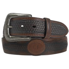 Cowboys of Faith Basket Weave Overlay Belt - Leather (For Men) in Brown - Closeouts