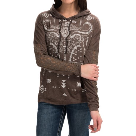 Cowgirl Up Lace Sleeve Hoodie For Women