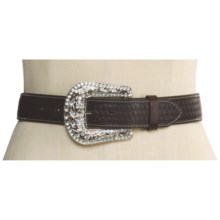 Cowgirls Rock Leopard Print Belt - Leather, Faux-Leopard Hair (For Women) in Brown/Pink - Closeouts