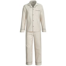 Coyuchi Classic Flannel Pajamas - Long Sleeve (For Women) in Ivory W/Deep Charcaol - Closeouts