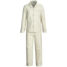 Coyuchi Classic Flannel Pajamas - Long Sleeve (For Women) in Ivory W/Natural Linen - Closeouts