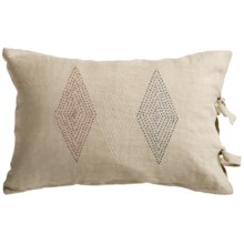Coyuchi French Knot Diamond Decor Pillow - 16x24", Linen in Natural/Pattern Red/Indigo/White - Closeouts
