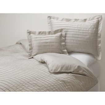 Coyuchi Pleated Sateen Pillow Sham - Boudoir, 300 TC in Pewter