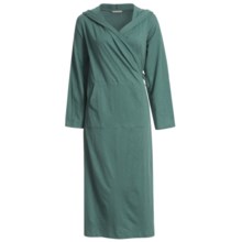 Coyuchi Slub Jersey Cotton Hooded Robe - Long Sleeve (For Women) in Dusty Aqua - Closeouts