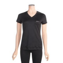Craft of Sweden Active Run Shirt - V-Neck, Short Sleeve (For Women) in Black - Closeouts