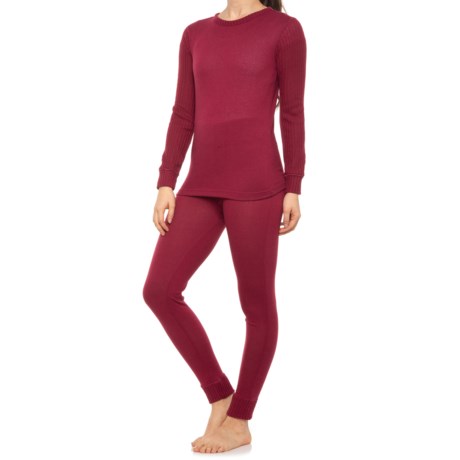 Yummie by Heather Thomson Crew Neck Base Layer Top and Leggings Set - Long Sleeve (For Women) - RED (XL )