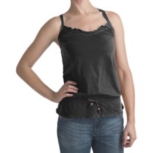 Criss-Cross Back Tank Top - Drawstring Waist (For Women) in Black - 2nds