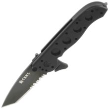 CRKT M-16 Folding Pocket Knife with Seat Belt Cutter - Tanto, Combo Edge, Frame Lock in Black - Closeouts