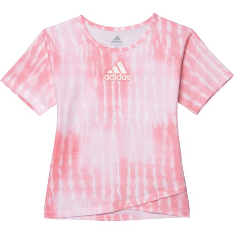 Adidas Crossover T-Shirt - Short Sleeve (For Big Girls) - CLEAR PINK (M )