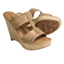 Crown by Born Didi Wedge Sandals - Leather (For Women) in Tan Washed Vegetable - Closeouts