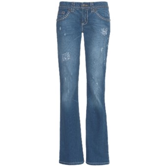 Cruel Girl Jacey Jeans - Flare Leg, Rip & Repair (For Women) in Light Stone