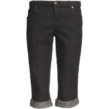 Cuffed Denim Capris - Stretch Cotton (For Women) in Black - 2nds