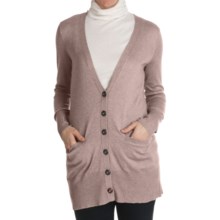 Cullen Button Cuff Long Cardigan Sweater - Silk-Cotton (For Women) in Sable - Closeouts