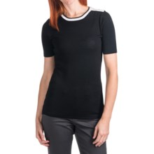 Cullen Knit Contrast-Collar Shirt - 3/4 Sleeve (For Women) in Black/White - Closeouts