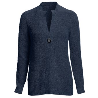 Cullen Long Cardigan Sweater - Boucle Knit, Italian Yarn (For Women) in Midnight