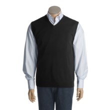 Cullen Solid Sweater Vest - Cashmere, V-Neck (For Men) in Black Combo - Closeouts