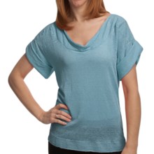 Cullen Tissue Linen Shirt - Drape Front, Short Sleeve (For Women) in Splash - Closeouts