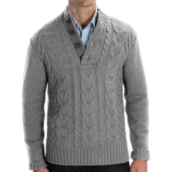 Cullen Wool Cable-Knit Sweater (For Men) in Grey Heather