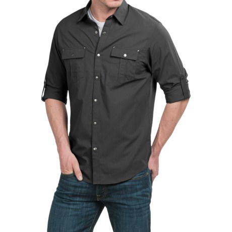 Cultura Alden Shirt Snap Front Long Roll Up Sleeve For Men