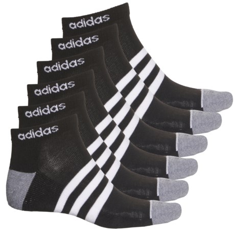 Adidas Cushioned 3-Stripe Socks - 6-Pack, Below the Ankle (For Men) - BLACK/WHITE/GREY (L )
