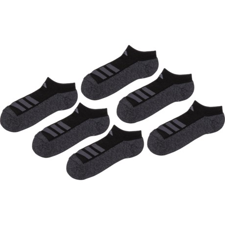 Adidas Cushioned Angle-Stripe No-Show Socks - 6-Pack, Below the Ankle (For Little and Big Kids) - BLACK/ONIX GREY/NIGHT GREY (L )