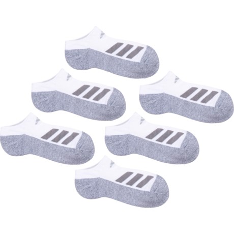 Adidas Cushioned Angle-Stripe No-Show Socks - 6-Pack, Below the Ankle (For Little and Big Kids) - WHITE/GREY/LIGHT ONIX GREY (L )
