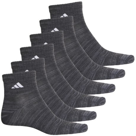 Adidas Cushioned Superlite Socks - 6-Pack, Quarter Crew (For Men) - BLACK/ONIX GREY/WHITE (L )