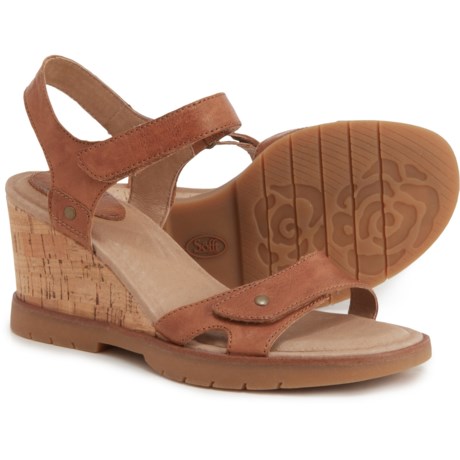 Sofft Cyndy Wedge Sandals - Leather (For Women) - LUGGAGE (9 )