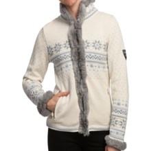 Dale of Norway Dronningen Sweater Jacket - Merino Wool, Rabbit Fur Trim (For Women) in Off White/Metal Grey - Closeouts
