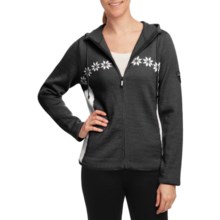 Dale of Norway Tromso Hooded Cardigan Sweater - Merino Wool, Full Zip (For Women) in Black/Off White - Closeouts