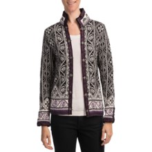 Dale of Norway Voss Embroidered Cardigan Sweater - New Merino Wool (For Women) in Sweet Grape/Grape Jam/Cream/Black - Closeouts