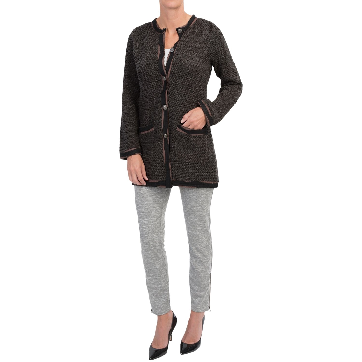 DAMASK Cotton Tweed Long Cardigan Sweater (For Women) 9744J Save 86