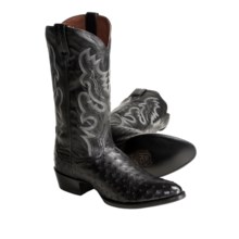 Dan Post Full-Quill Ostrich Cowboy Boots - R-Toe (For Men) in Black - Closeouts